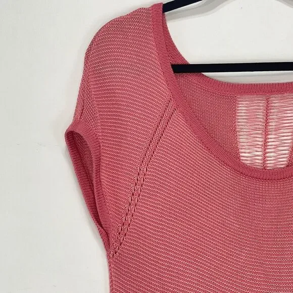 GUESS Los Angeles Womens Small Top Open Knit Coral Sweater - Picture 5 of 14